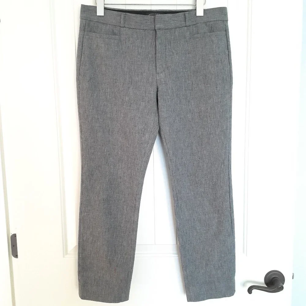Banana Republic Sloan Skinny-Fit Textured Pant in Gray Size 10